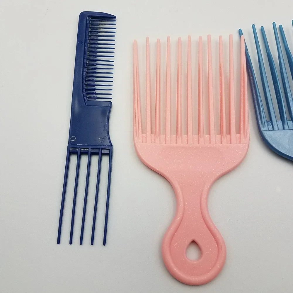 Hair Lift Pick Combs Plastic Combo Style Tease Blue Pink Black Lot 4 Volume Fork